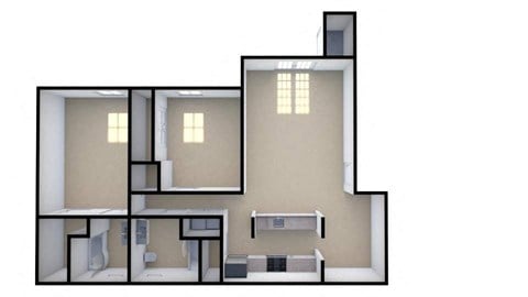 Floor plan for 2 beds, 2 baths, 1080 sqft